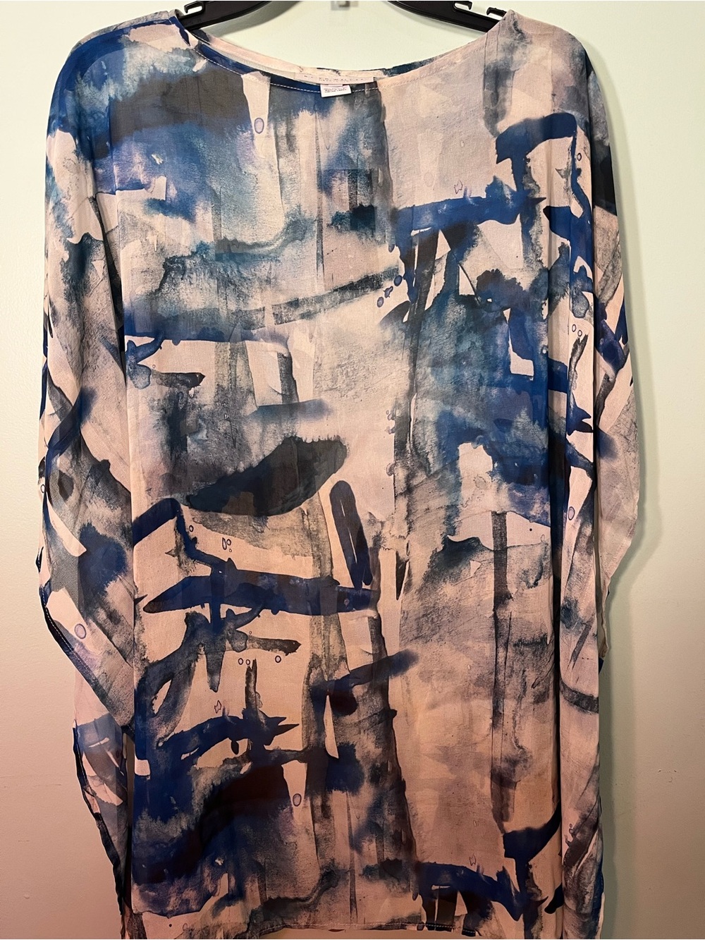 Bryn Walker Blue and bream Abstract Sheer Tunic S - Picture 2 of 9